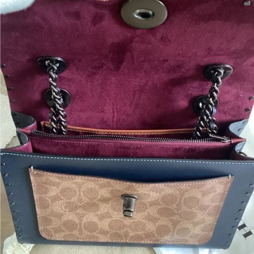 Coach Parker Crossbody Deep Blue with Rivets - Picture 14 of 16